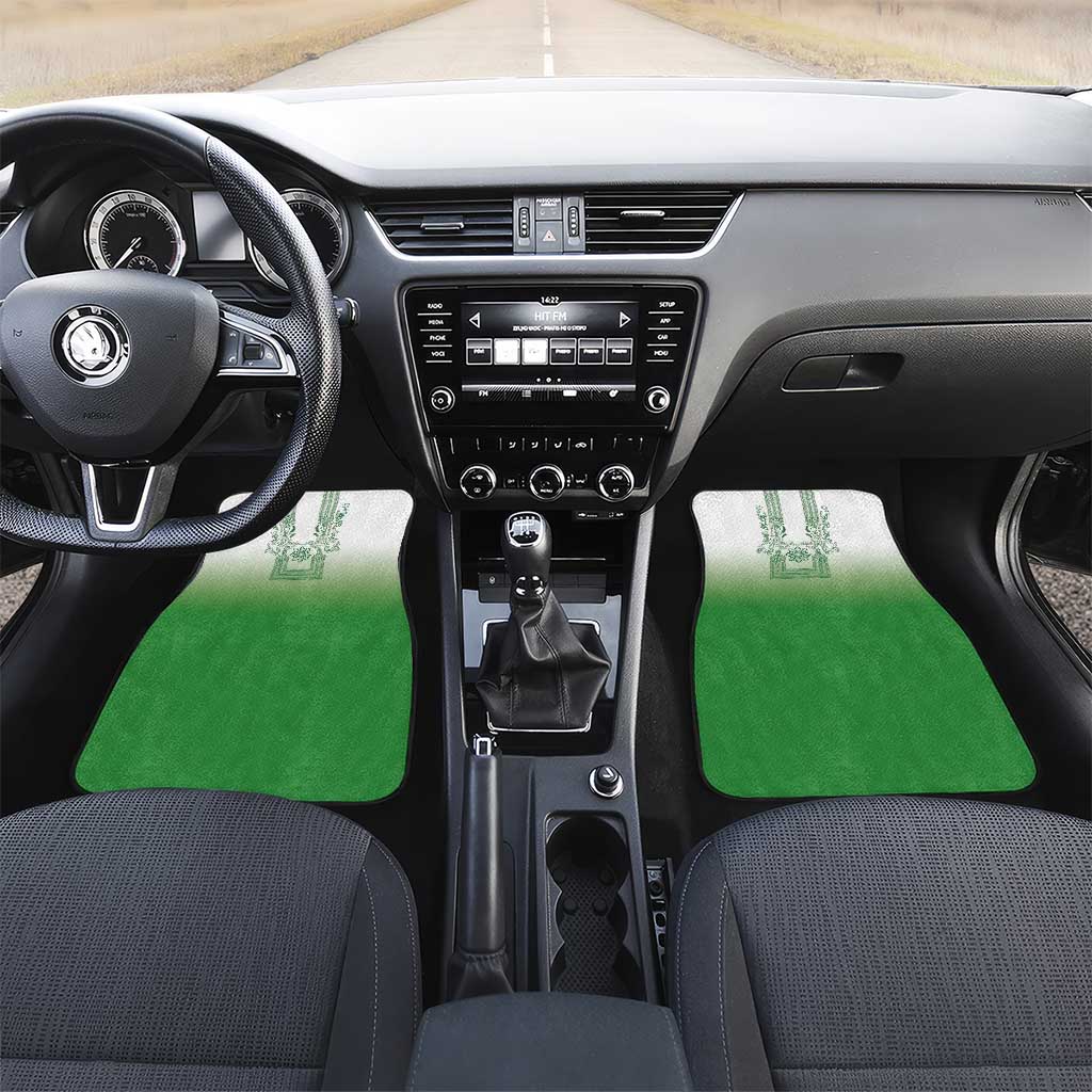 Philippines Barong Style Car Mats with Polynesian Art and Leaf Motif Green Color