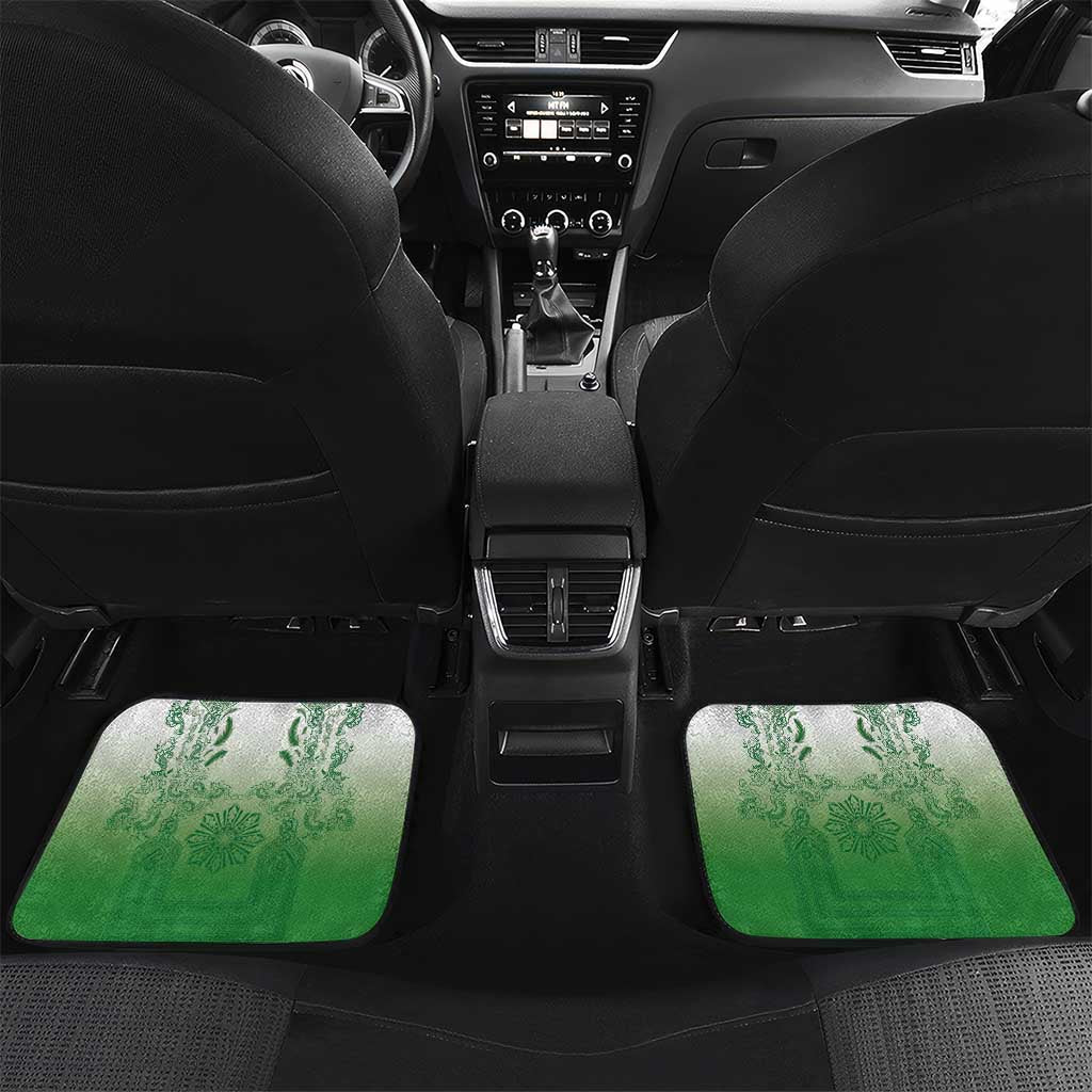 Philippines Barong Style Car Mats with Polynesian Art and Leaf Motif Green Color