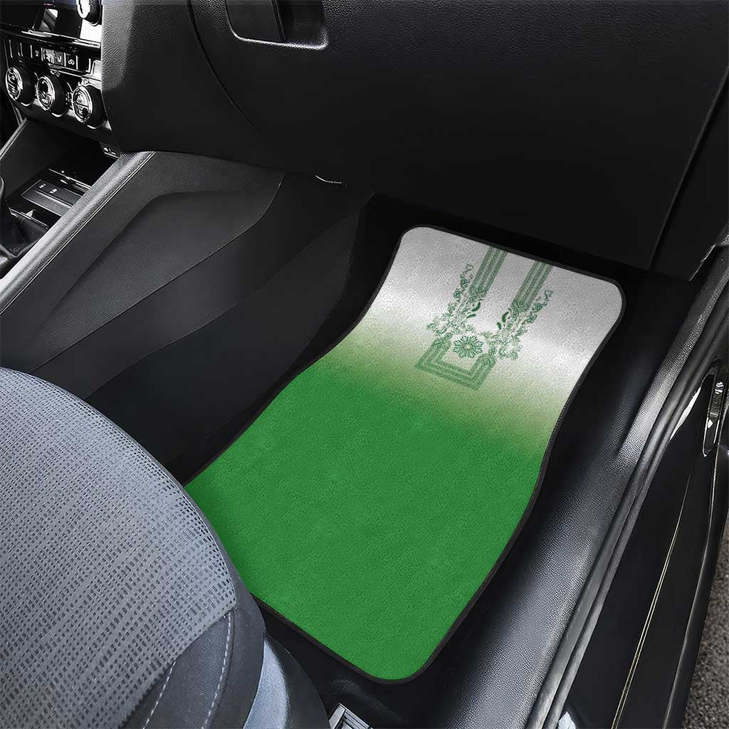 Philippines Barong Style Car Mats with Polynesian Art and Leaf Motif Green Color