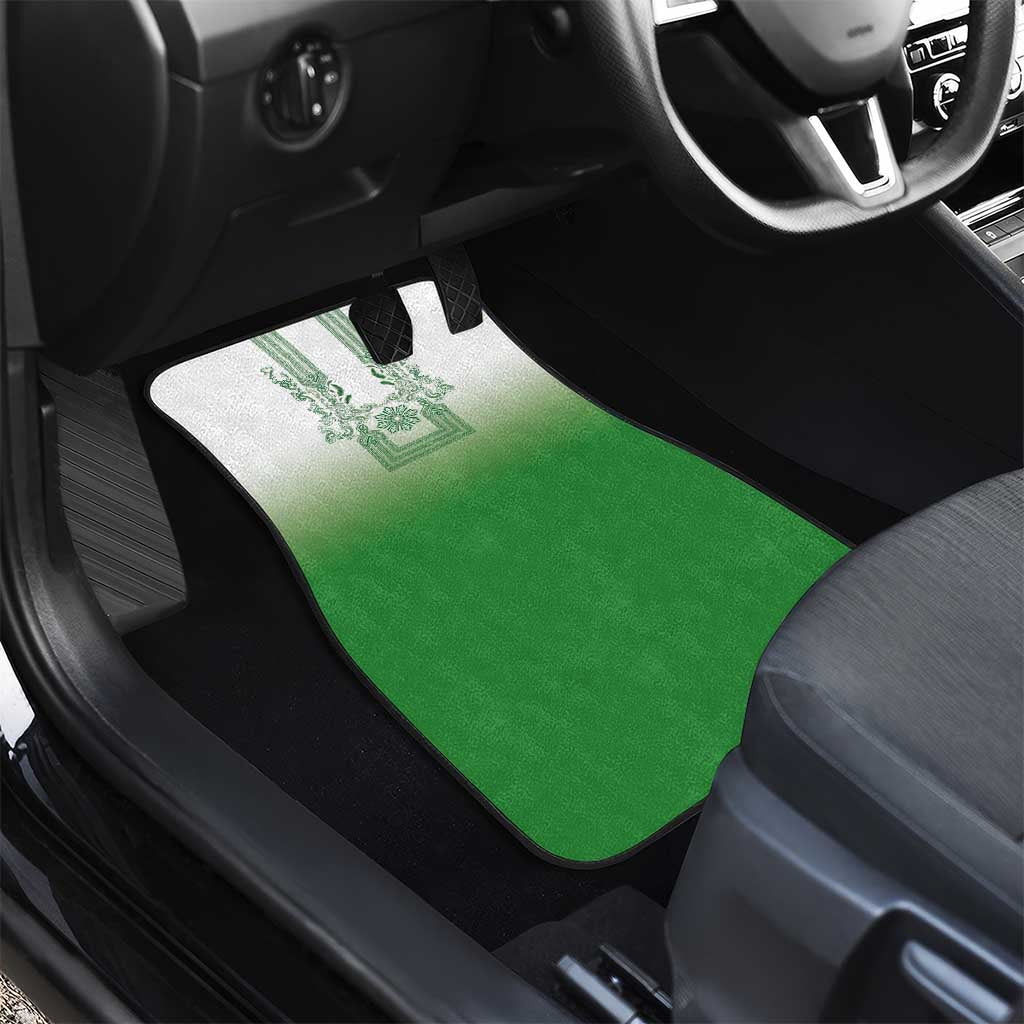 Philippines Barong Style Car Mats with Polynesian Art and Leaf Motif Green Color