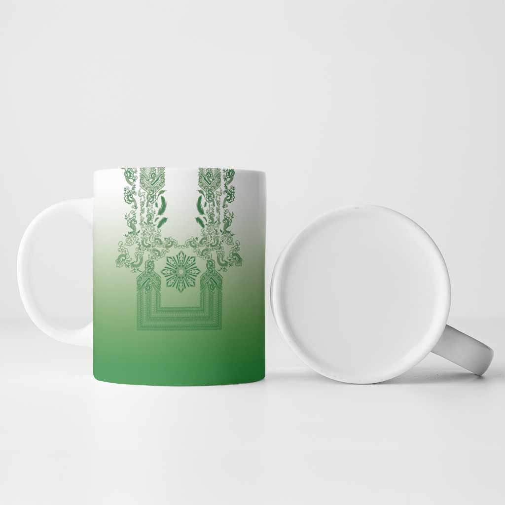 Philippines Barong Style Ceramic Mug with Polynesian Art and Leaf Motif Green Color LT03 - Polynesian Pride