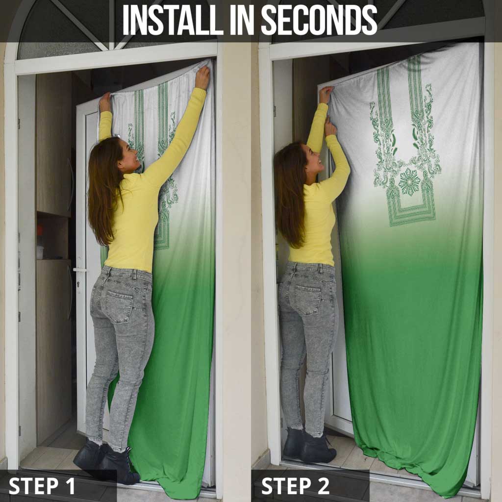 Philippines Barong Style Door Cover with Polynesian Art and Leaf Motif Green Color LT03 - Polynesian Pride