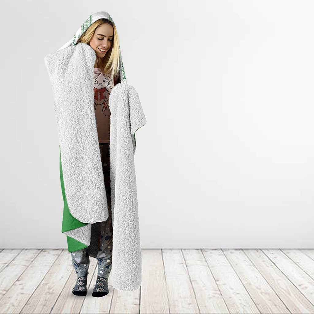 Philippines Barong Style Hooded Blanket with Polynesian Art and Leaf Motif Green Color LT03 - Polynesian Pride