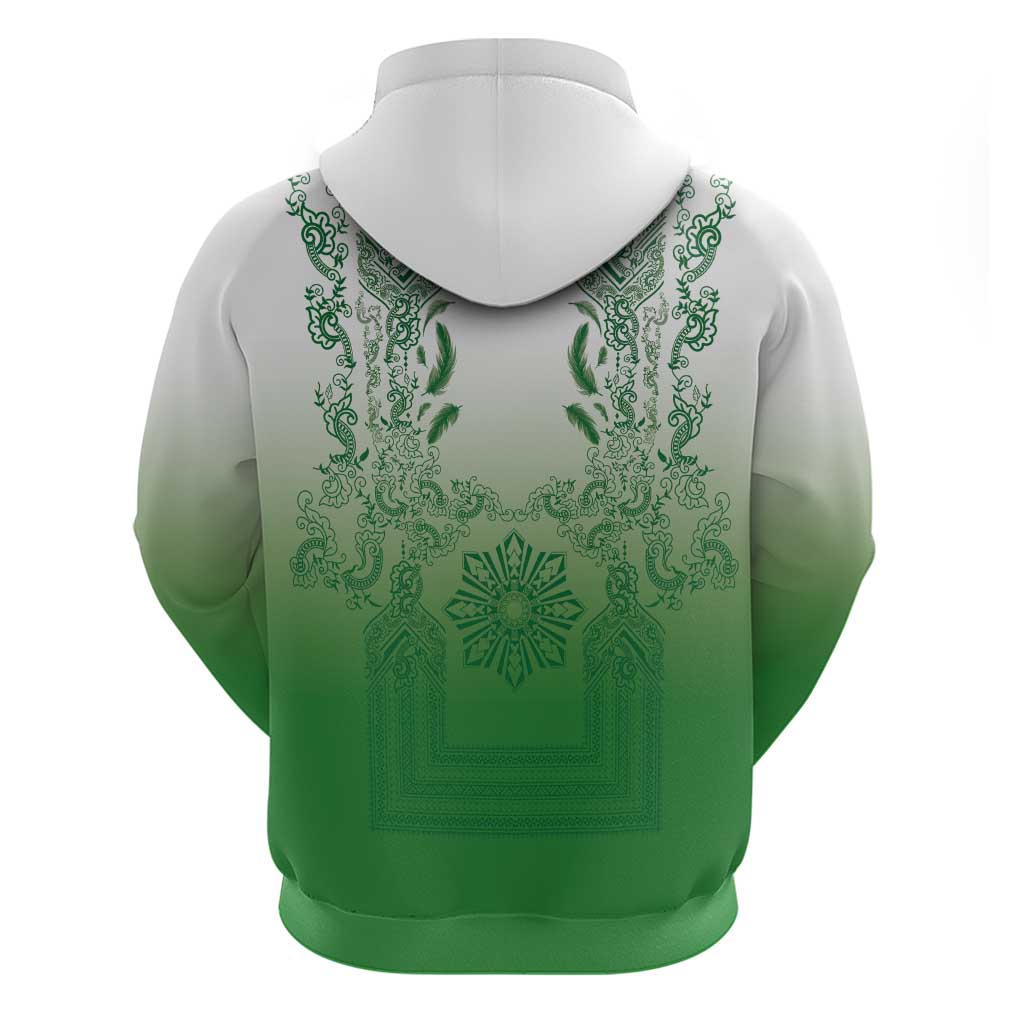 Philippines Barong Style Hoodie with Polynesian Art and Leaf Motif Green Color LT03 - Polynesian Pride