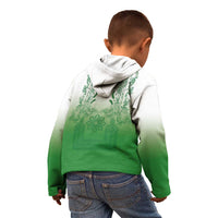 Philippines Barong Style Kid Hoodie with Polynesian Art and Leaf Motif Green Color LT03 - Polynesian Pride