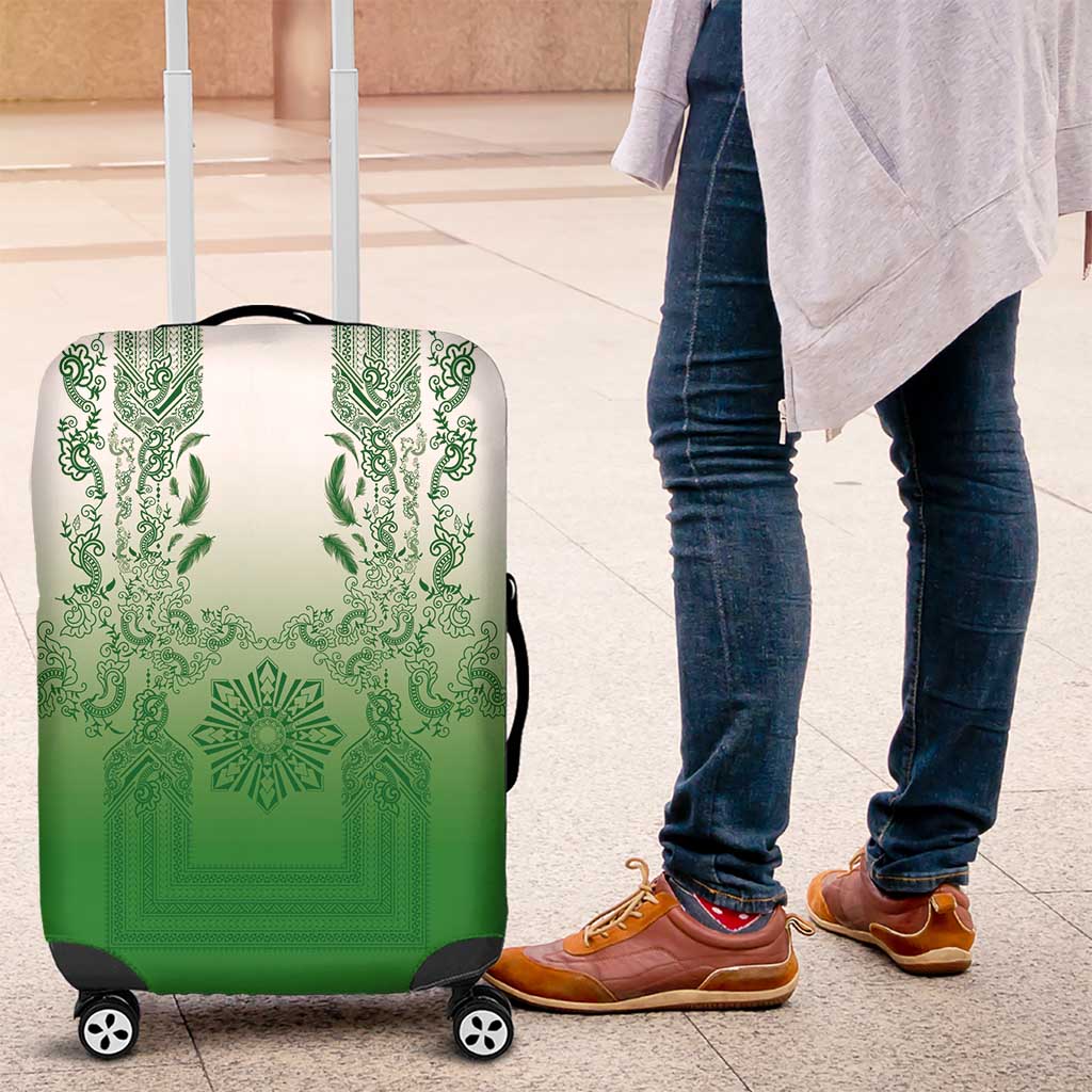 Philippines Barong Style Luggage Cover with Polynesian Art and Leaf Motif Green Color LT03 Green - Polynesian Pride