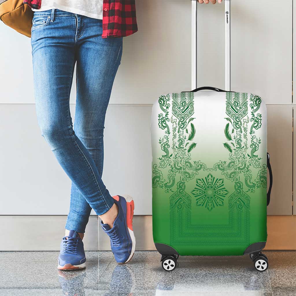 Philippines Barong Style Luggage Cover with Polynesian Art and Leaf Motif Green Color LT03 - Polynesian Pride