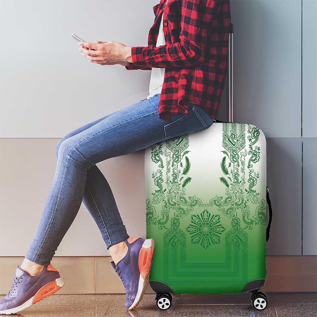Philippines Barong Style Luggage Cover with Polynesian Art and Leaf Motif Green Color LT03 - Polynesian Pride