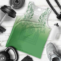 Philippines Barong Style Men Tank Top with Polynesian Art and Leaf Motif Green Color LT03 - Polynesian Pride