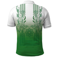 Philippines Barong Style Polo Shirt with Polynesian Art and Leaf Motif Green Color LT03 - Polynesian Pride