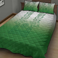 Philippines Barong Style Quilt Bed Set with Polynesian Art and Leaf Motif Green Color LT03 - Polynesian Pride