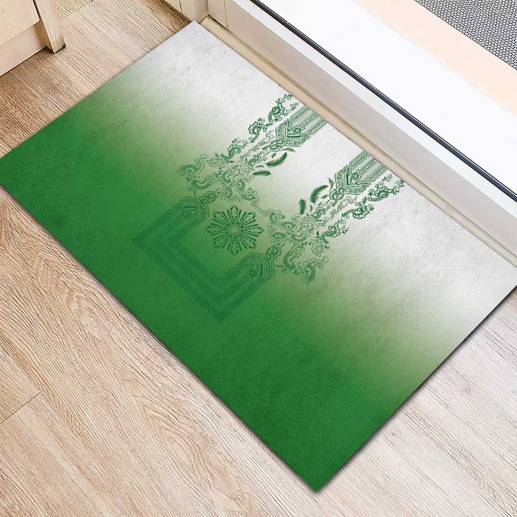 Philippines Barong Style Rubber Doormat with Polynesian Art and Leaf Motif Green Color LT03 - Polynesian Pride
