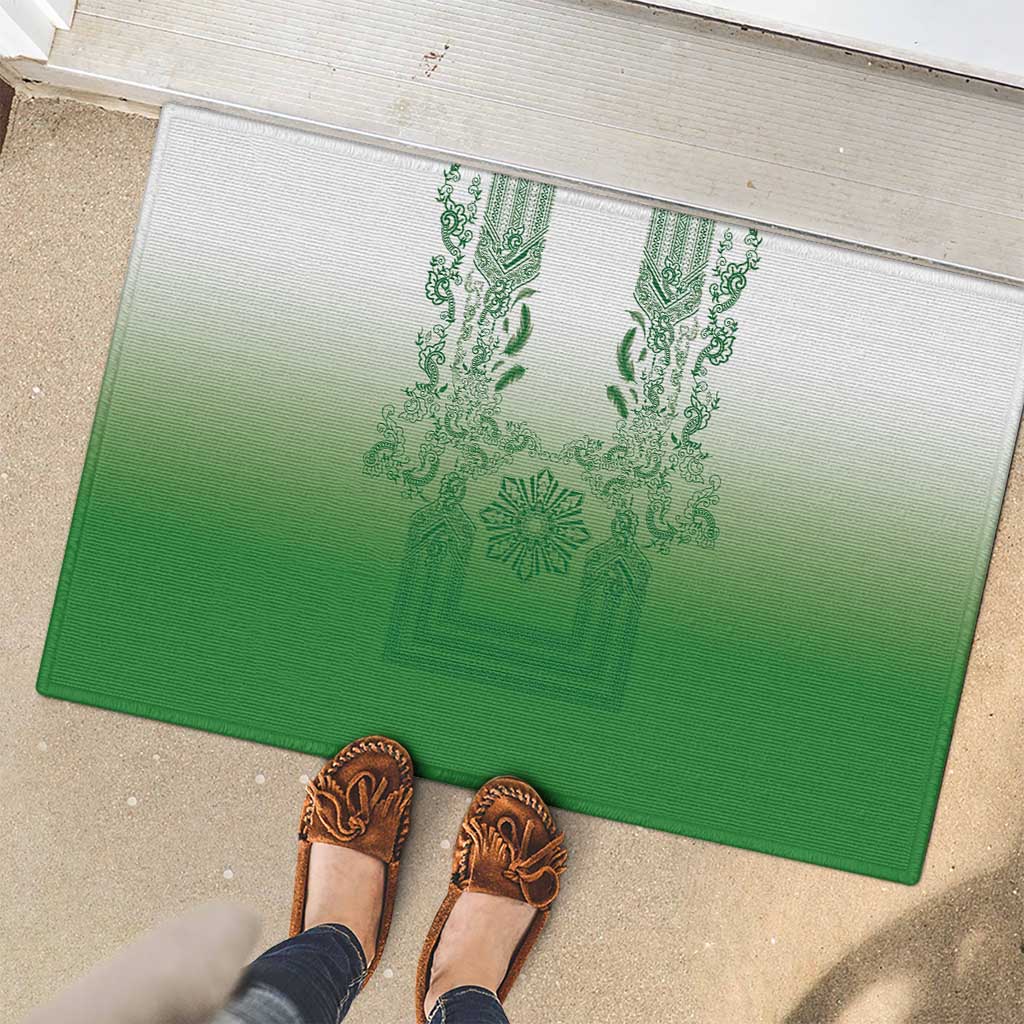 Philippines Barong Style Rubber Doormat with Polynesian Art and Leaf Motif Green Color LT03 - Polynesian Pride