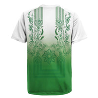 Philippines Barong Style Rugby Jersey with Polynesian Art and Leaf Motif Green Color LT03 - Polynesian Pride