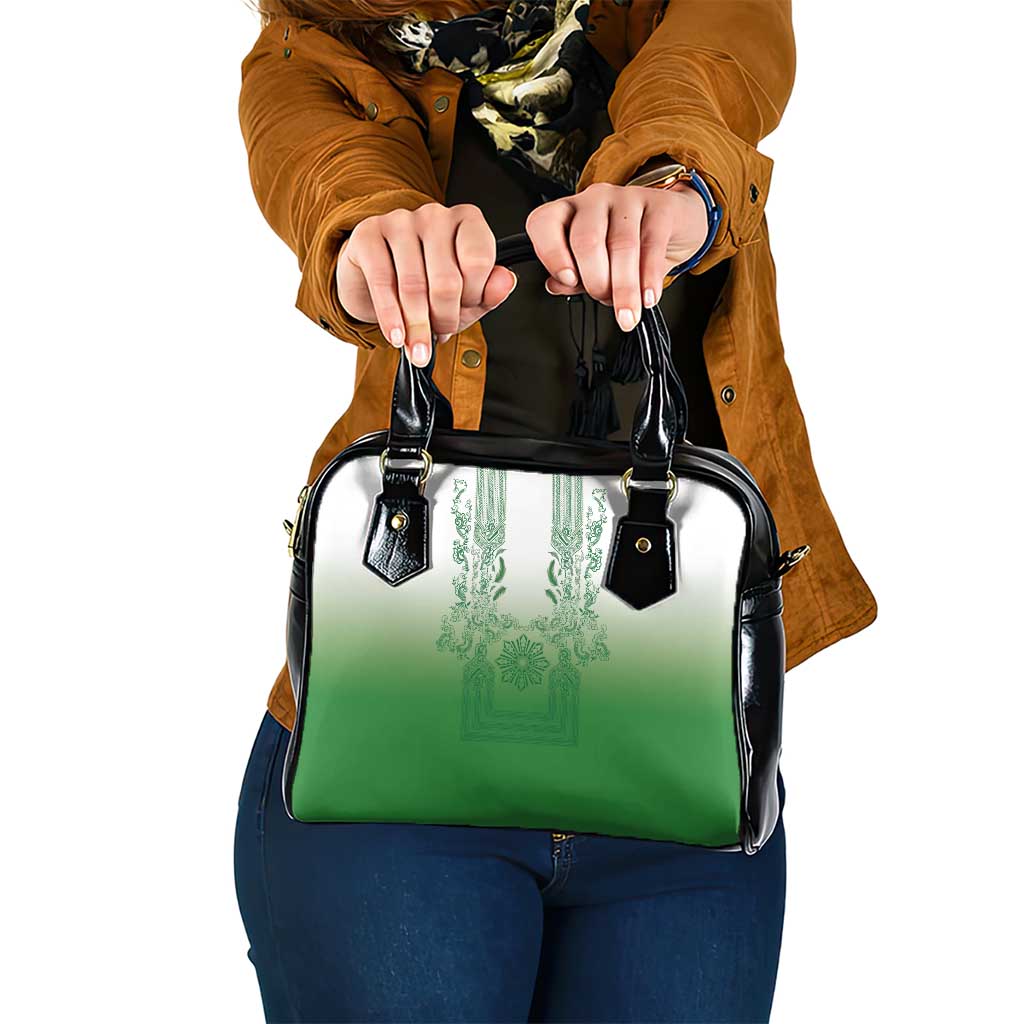 Philippines Barong Style Shoulder Handbag with Polynesian Art and Leaf Motif Green Color LT03 One Size Green - Polynesian Pride