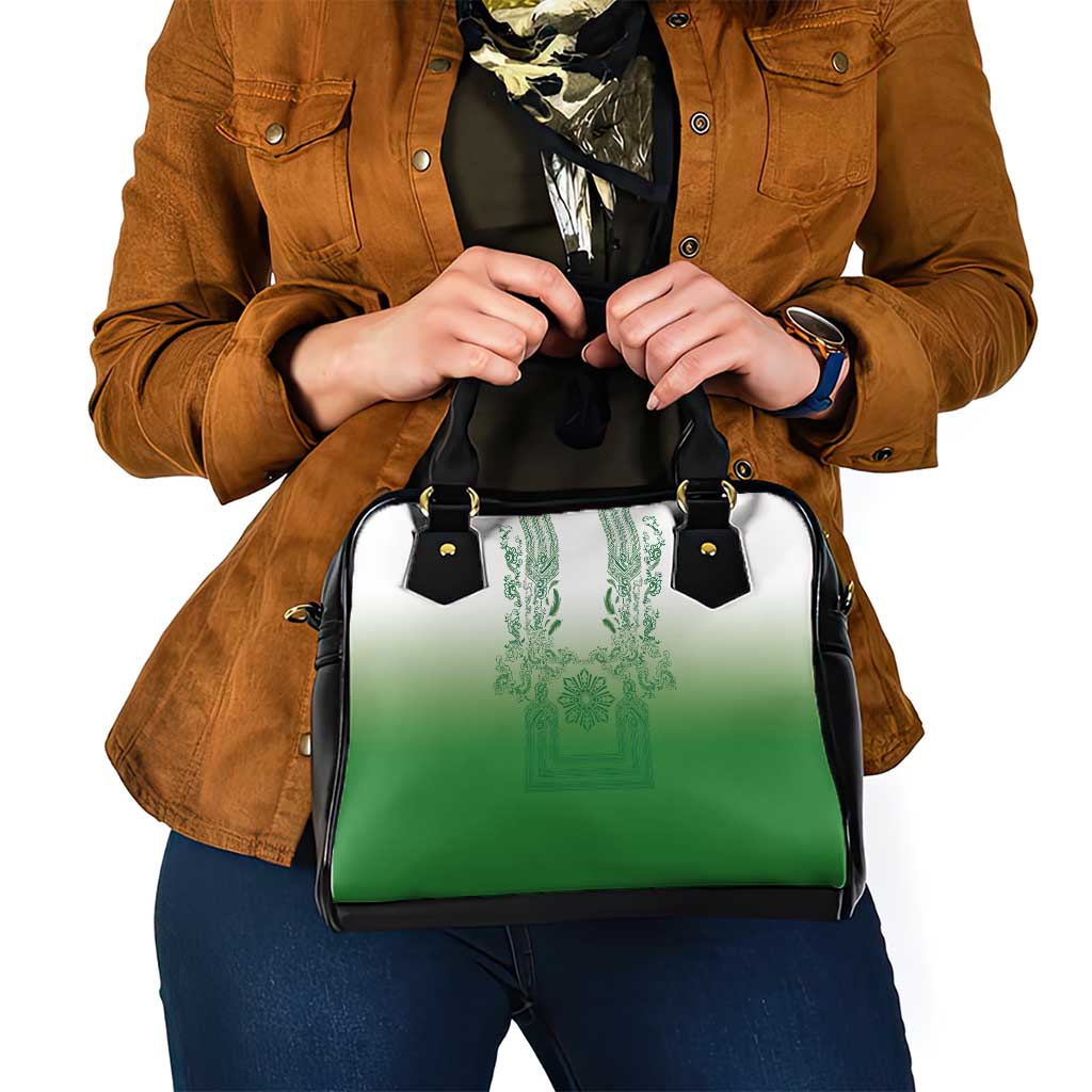 Philippines Barong Style Shoulder Handbag with Polynesian Art and Leaf Motif Green Color LT03 - Polynesian Pride
