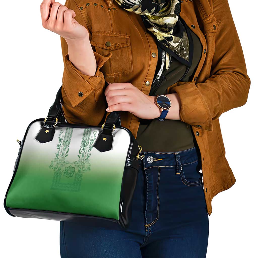 Philippines Barong Style Shoulder Handbag with Polynesian Art and Leaf Motif Green Color LT03 - Polynesian Pride