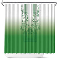 Philippines Barong Style Shower Curtain with Polynesian Art and Leaf Motif Green Color LT03 Green - Polynesian Pride