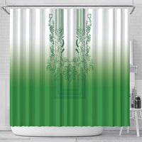 Philippines Barong Style Shower Curtain with Polynesian Art and Leaf Motif Green Color LT03 - Polynesian Pride