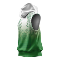 Philippines Barong Style Sleeveless Hoodie with Polynesian Art and Leaf Motif Green Color LT03 - Polynesian Pride
