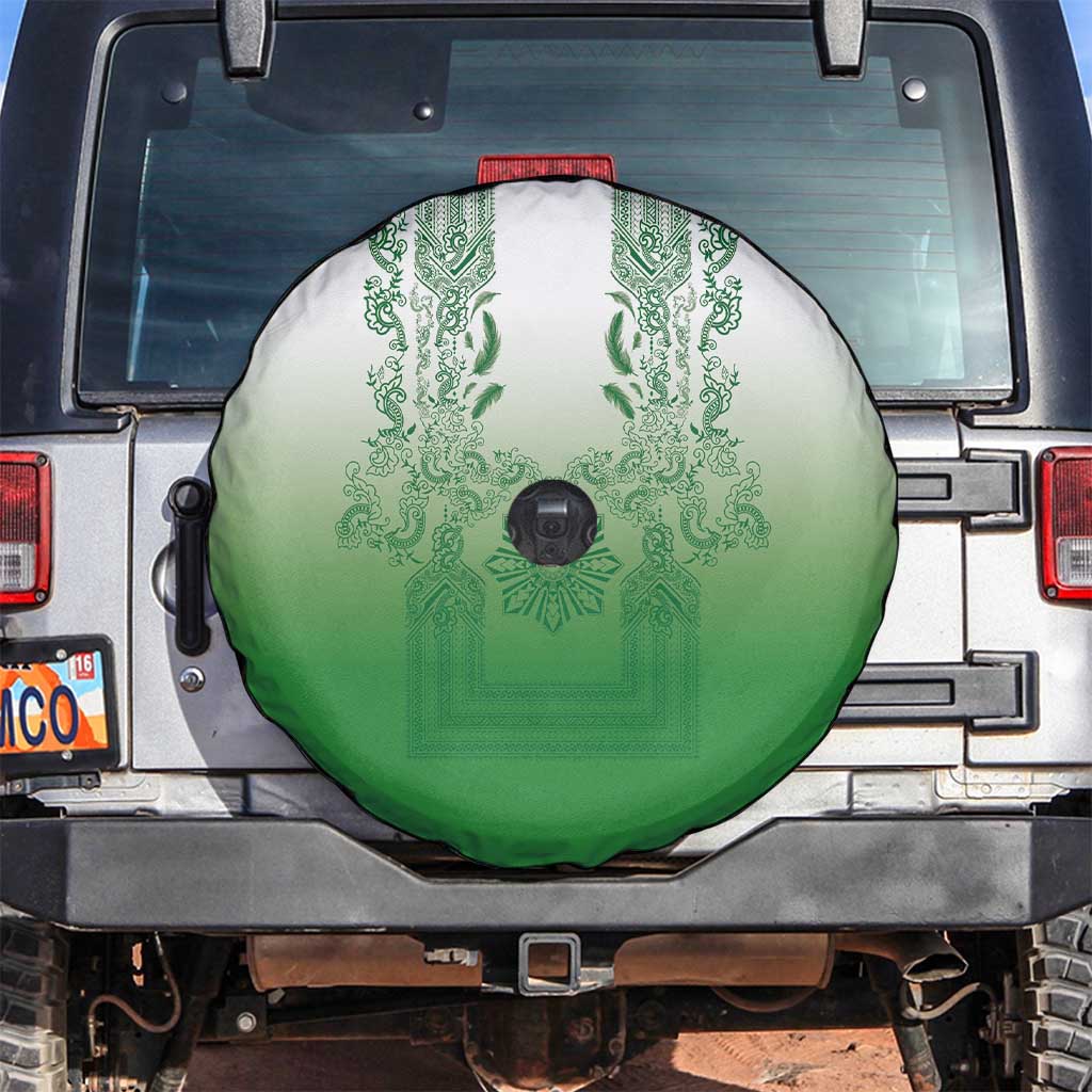Philippines Barong Style Spare Tire Cover with Polynesian Art and Leaf Motif Green Color LT03 Green - Polynesian Pride