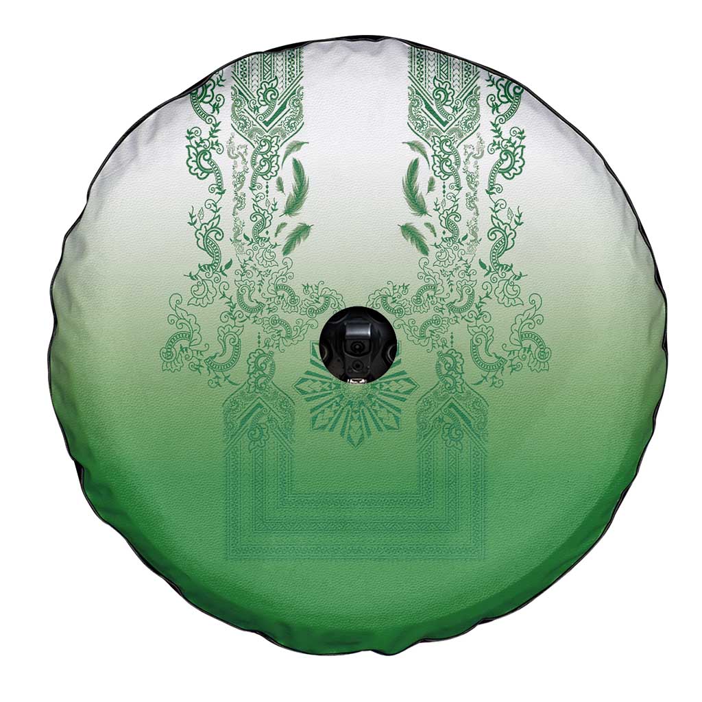 Philippines Barong Style Spare Tire Cover with Polynesian Art and Leaf Motif Green Color LT03 - Polynesian Pride
