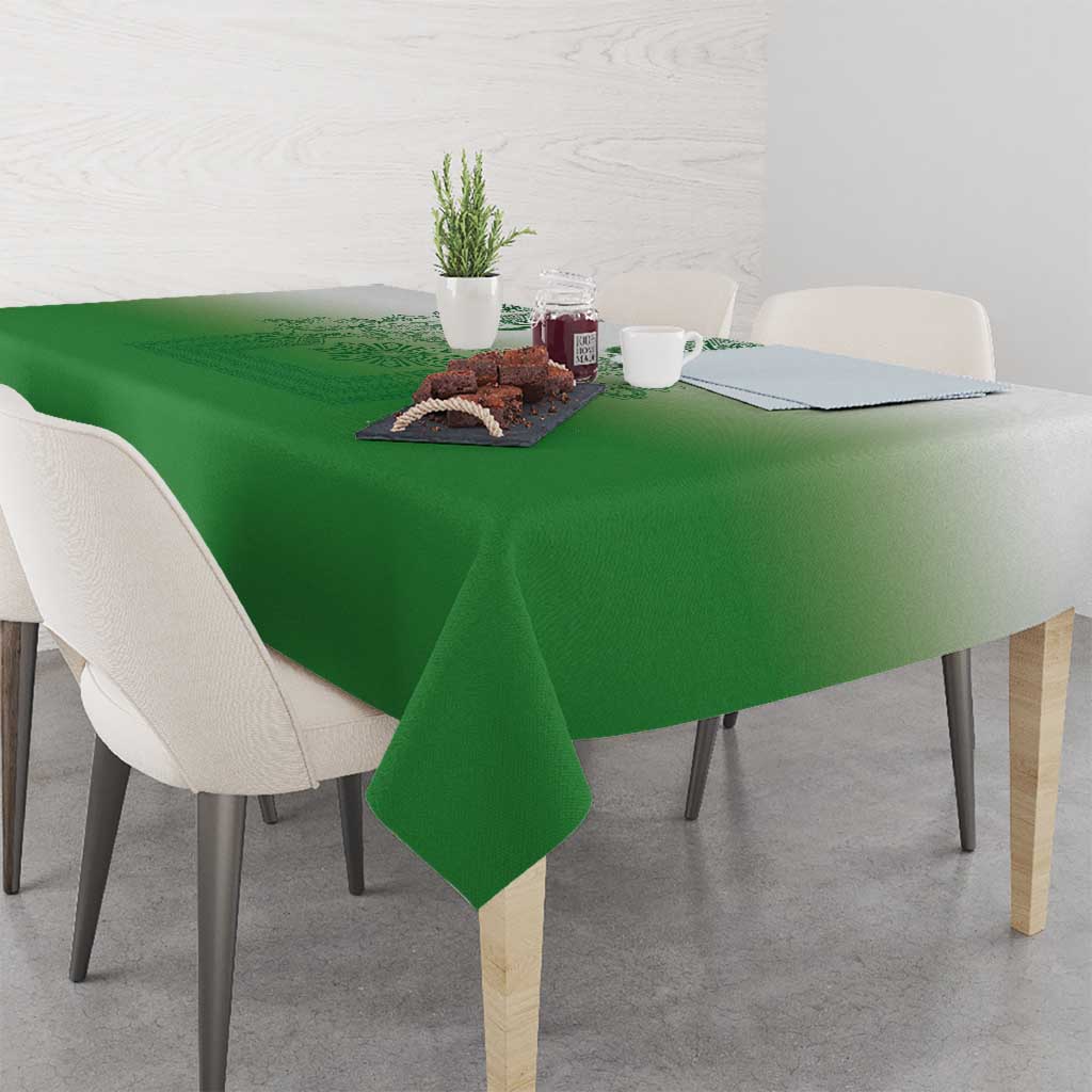 Philippines Barong Style Tablecloth with Polynesian Art and Leaf Motif Green Color LT03 - Polynesian Pride