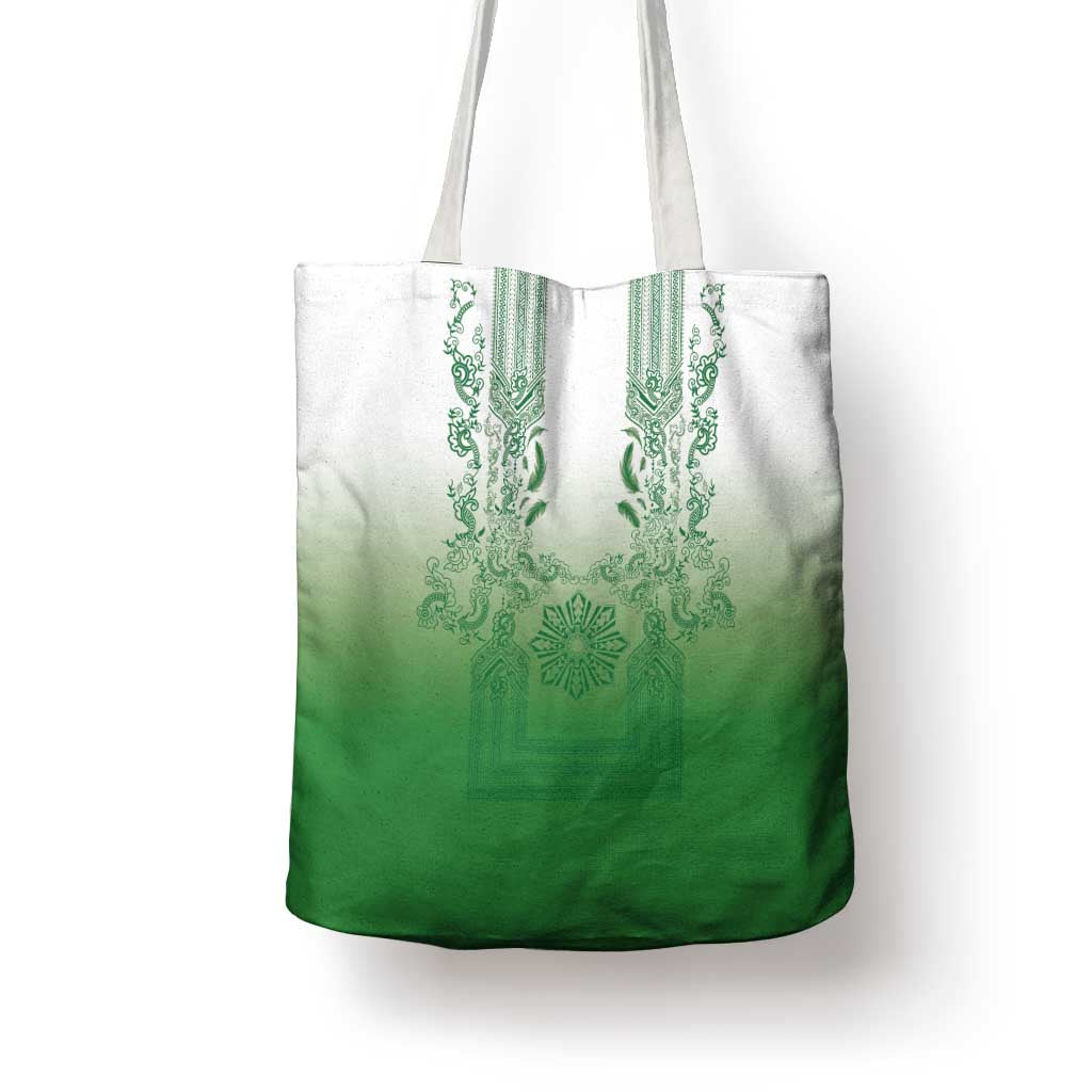 Philippines Barong Style Tote Bag with Polynesian Art and Leaf Motif Green Color LT03 - Polynesian Pride