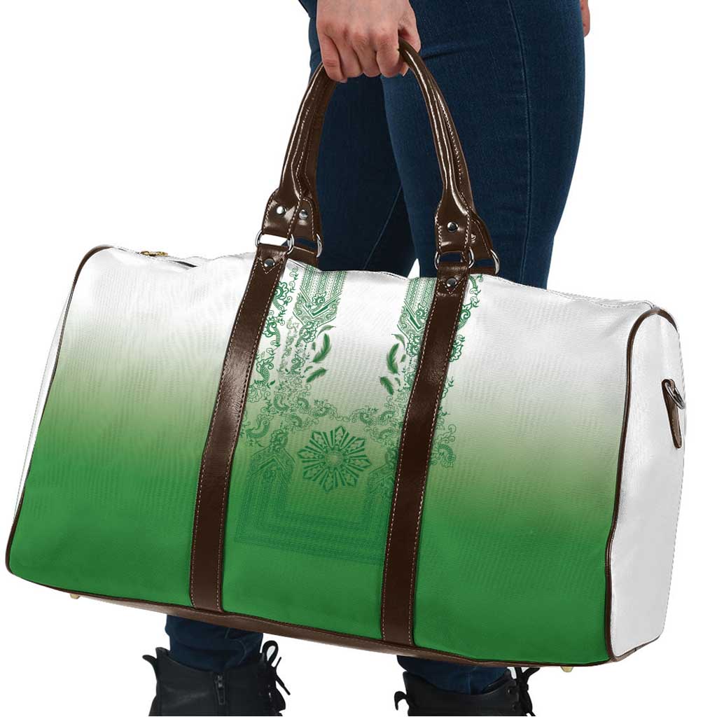 Philippines Barong Style Travel Bag with Polynesian Art and Leaf Motif Green Color LT03 - Polynesian Pride