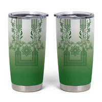 Philippines Barong Style Tumbler Cup with Polynesian Art and Leaf Motif Green Color