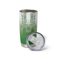 Philippines Barong Style Tumbler Cup with Polynesian Art and Leaf Motif Green Color