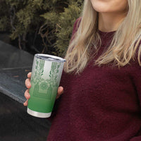 Philippines Barong Style Tumbler Cup with Polynesian Art and Leaf Motif Green Color