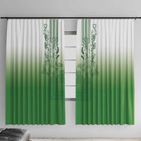 Philippines Barong Style Window Curtain with Polynesian Art and Leaf Motif Green Color LT03 With Hooks Green - Polynesian Pride