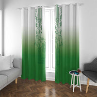 Philippines Barong Style Window Curtain with Polynesian Art and Leaf Motif Green Color LT03 With Grommets Green - Polynesian Pride