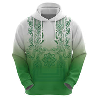 Philippines Barong Style Zip Hoodie with Polynesian Art and Leaf Motif Green Color LT03 - Polynesian Pride