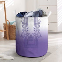 Philippines Barong Style Laundry Basket with Polynesian Art and Leaf Motif Purple Color LT03 Purple - Polynesian Pride