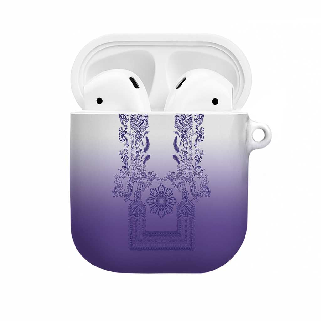 Philippines Barong Style AirPods Case with Polynesian Art and Leaf Motif Purple Color LT03 Purple - Polynesian Pride
