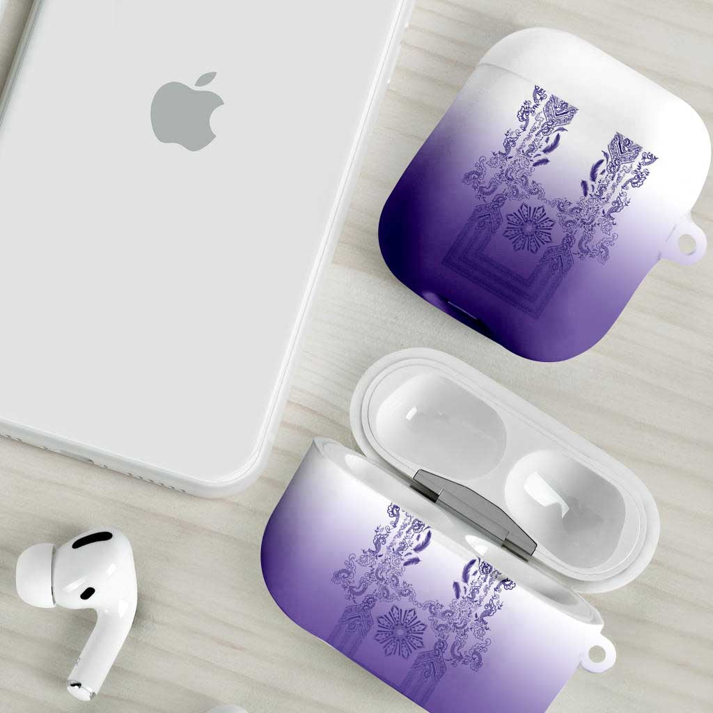 Philippines Barong Style AirPods Case with Polynesian Art and Leaf Motif Purple Color LT03 - Polynesian Pride
