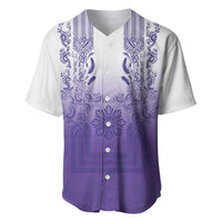 Philippines Barong Style Baseball Jersey with Polynesian Art and Leaf Motif Purple Color LT03 Purple - Polynesian Pride