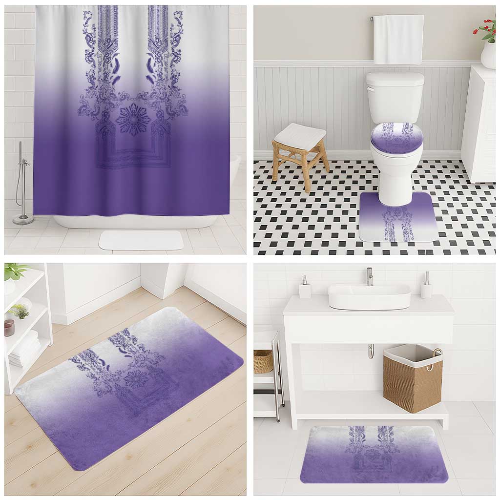 Philippines Barong Style Bathroom Set with Polynesian Art and Leaf Motif Purple Color LT03 - Polynesian Pride