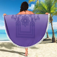 Philippines Barong Style Beach Blanket with Polynesian Art and Leaf Motif Purple Color LT03 - Polynesian Pride