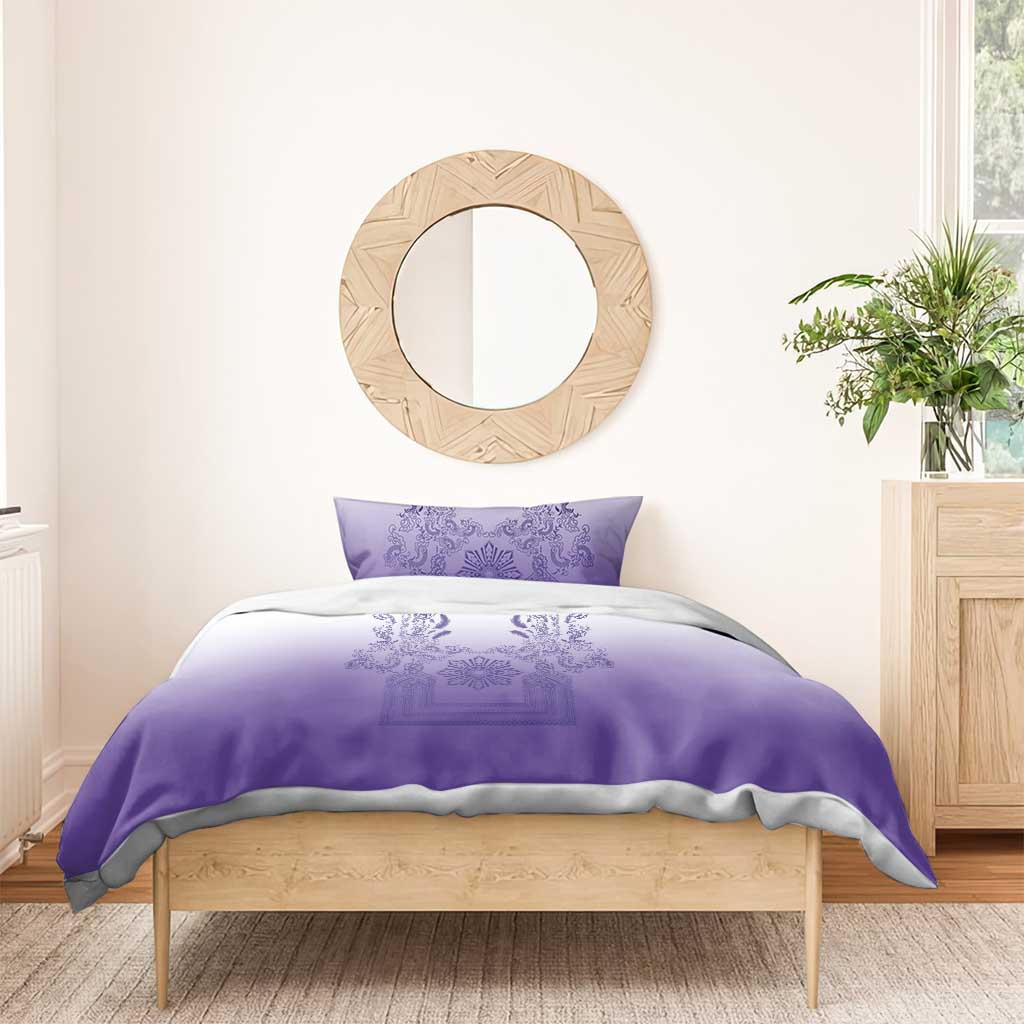 Philippines Barong Style Bedding Set with Polynesian Art and Leaf Motif Purple Color LT03 - Polynesian Pride