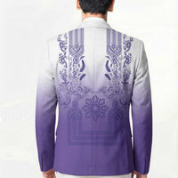 Philippines Barong Style Blazer with Polynesian Art and Leaf Motif Purple Color LT03 - Polynesian Pride