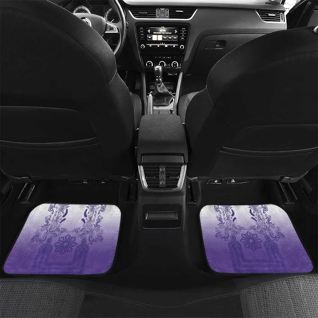Philippines Barong Style Car Mats with Polynesian Art and Leaf Motif Purple Color LT03 Set 2pcs - Back Purple - Polynesian Pride