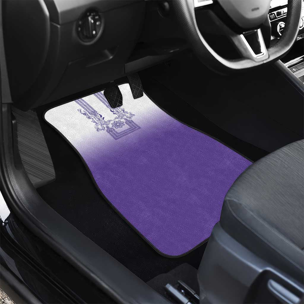 Philippines Barong Style Car Mats with Polynesian Art and Leaf Motif Purple Color LT03 - Polynesian Pride