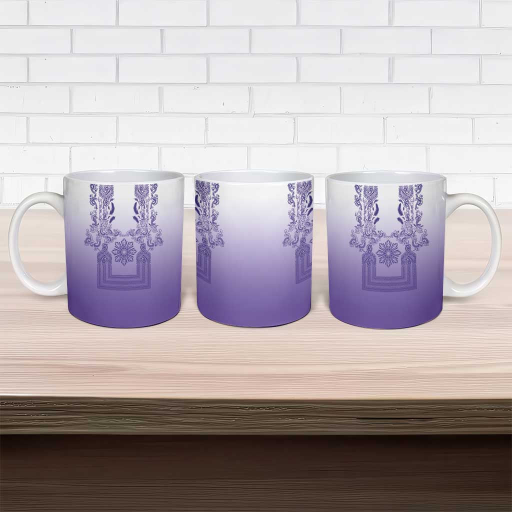 Philippines Barong Style Ceramic Mug with Polynesian Art and Leaf Motif Purple Color LT03 - Polynesian Pride