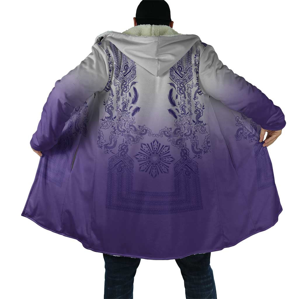 Philippines Barong Style Cloak with Polynesian Art and Leaf Motif Purple Color LT03 - Polynesian Pride