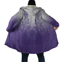 Philippines Barong Style Cloak with Polynesian Art and Leaf Motif Purple Color LT03 - Polynesian Pride