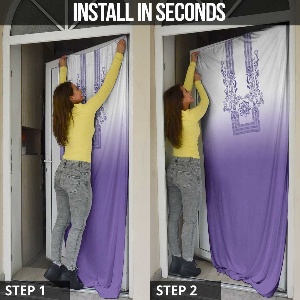 Philippines Barong Style Door Cover with Polynesian Art and Leaf Motif Purple Color LT03 - Polynesian Pride