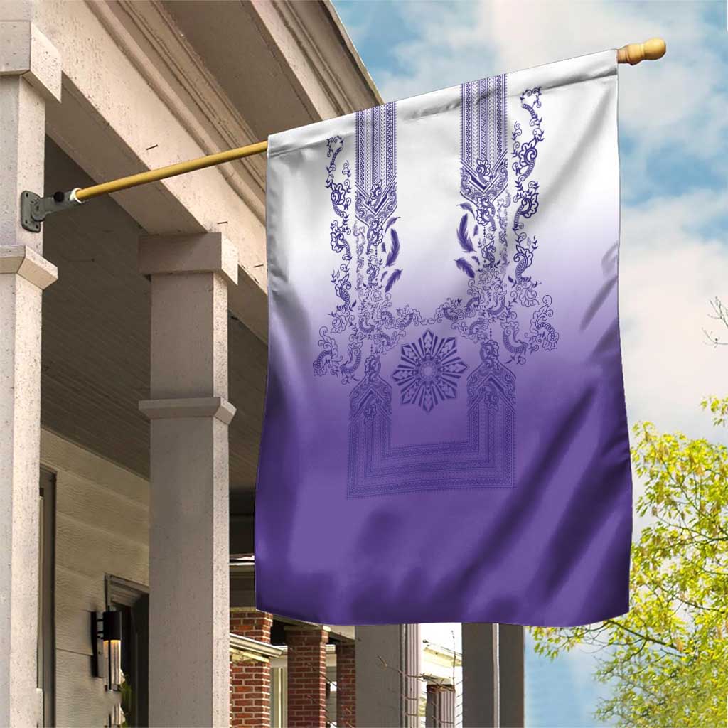 Philippines Barong Style Garden Flag with Polynesian Art and Leaf Motif Purple Color LT03 House Flag Purple - Polynesian Pride